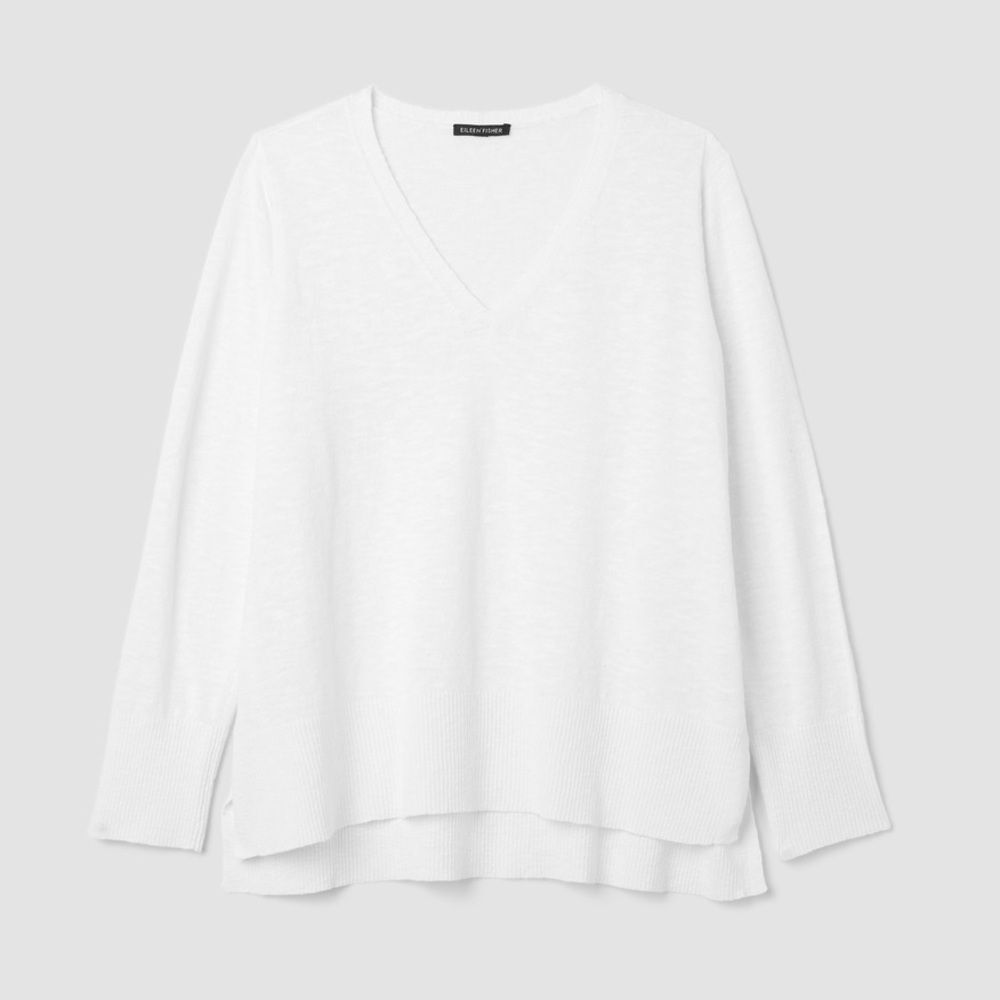 Eileen Fisher Organic Linen Cotton V-Neck Top 1X Excellent Condition